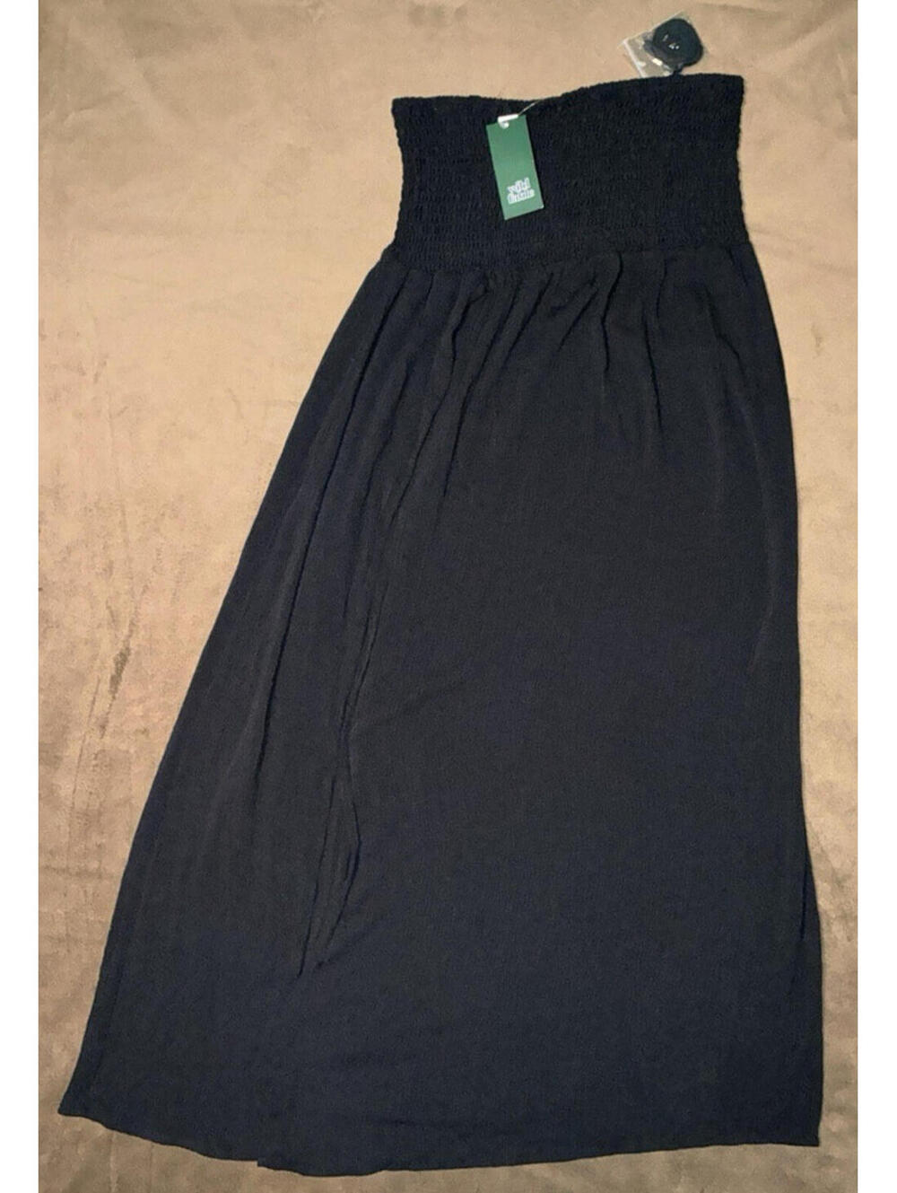 Wild Fable Woman’s Solid Smocked Tube Top Dress Black Sz M NWT Straps In Bag